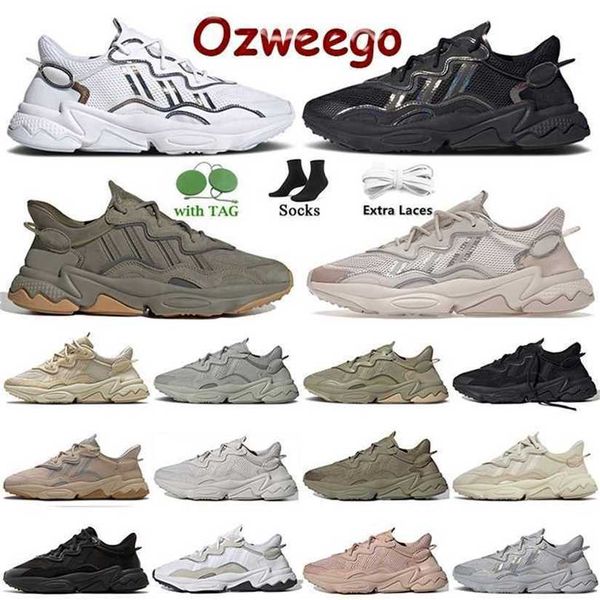 originales anuncios ozweegos hombres mujeres zapatos para correr diseñador triple s negro blanco Iridescent Trace Cargo Bliss Ash Pearl Chalk Pearl cáñamo ozweego runner tren casual QE58