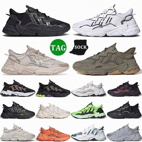 Annonces originales Trace Cargo Chaussures originales Ozweego Triple Cloud Hommes Femmes Blanc Noir Iridescent Pale Nude Plate-forme en cuir Legacy Green Grey running sh C50M #