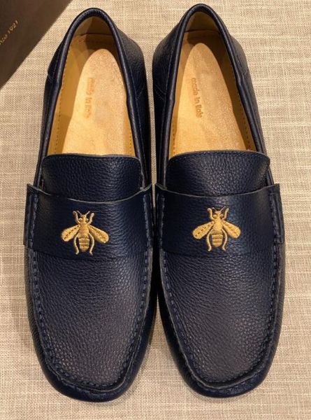[Boîte d'origine] Meilleurs nouveaux mocassins pour hommes Slip-On Gentleman Fashion Dress Drive Moccasin-gommino BEE Logo Chaussures Taille 38-46