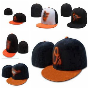 Orioles- oa lettre de baseball Caps en gros hommes Hiphop Street Femmes Gorras Casquette Full Fermed Fit.