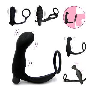 ORISSI Sex Toys Masseur de Prostate Vibrant Cock Ring Anal Sex Toys pour Hommes Retarder L'éjaculation Produits de Sexe Anal Butt Plug Y191028