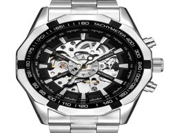 Orkina Silver en acier inoxydable Classic Designer Mens Skeleton Watches Top Brand Luxury Transparent Mechanical Male Wrist Match 21076356508