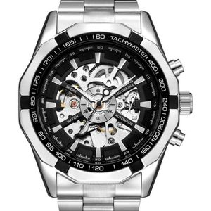 ORKINA Zilver Roestvrij Staal Klassieke Designer Heren Skeleton Horloges Topmerk Luxe Transparant Mechanisch Mannelijke Polshorloge 2107257l