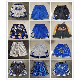 Orlando Pants Magichell Ness Men Throwback Basketball Shorts rétro Ball Pants McGrady American Basketball 5 minutes Shorts Pantalon rayé 134