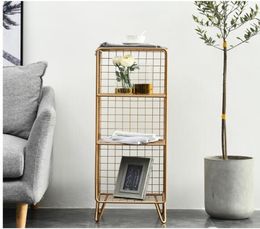 Sier planken Nordic Iron Stacks Woonkamer Meubilair Gouden Eenvoudige Plank Modern Nachtkastje Locker Stack