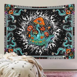 Ornamenten 1 pc Boheems brandende zonnestoelen octopus tapijt, psychedelisch oog marien wezen tapijtwerk