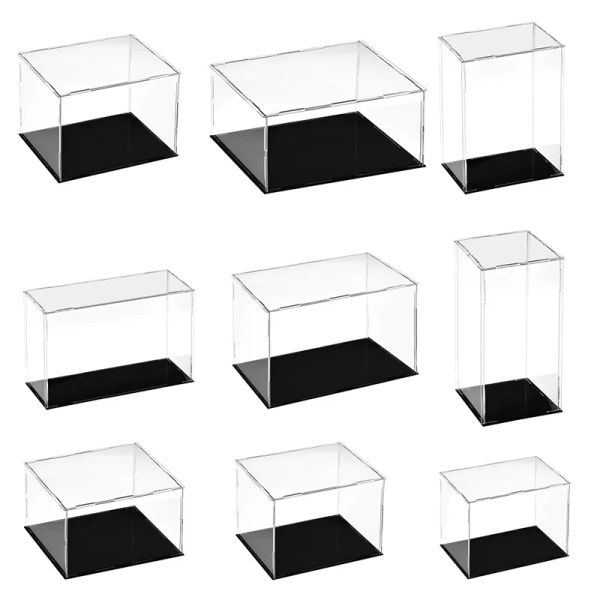 Adornos Caja de vitrina acrílica Showcase Clear Counter Tope Bold -Probar Box Box Box Cube Model Model Toy Box