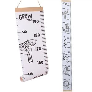 Ornements Cartoon Baby Kids Growth Chart Record Wood Cadre Fabric Hauteur de hauteur Dimanche de mesure des garçons pour garçons pour la chambre de la chambre d'enfant