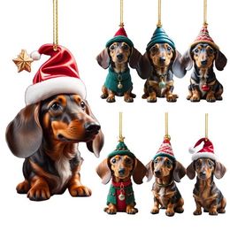 Ornamenten boomhangende teckelhondvormige hangers voor huis kerstdecoraties kerstnieuwjaarscadeaus