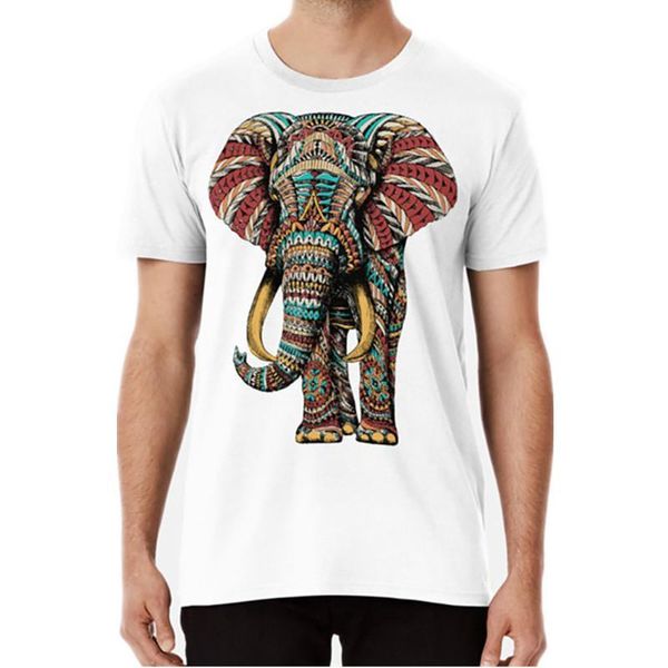 Elefante adornado (versión en color) Camiseta Elefante Bioworkz Pachyderm Dumbo Patrones adornados Geometría sagrada Tendencia Tamaño S-3XL