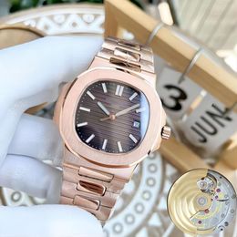 Oro Rosa Watch Men Mens kijkt Rose Gold Face 904L Bracelet Automatische beweging met doos 40 mm polshorloge PerfectWatch Waterdichte Aquanaut Pate Philipe