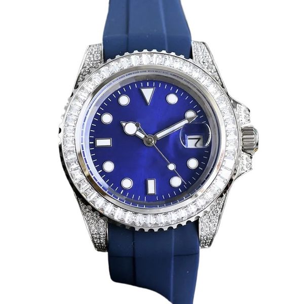 Orologio di lusso reloj automático correa de caucho multicolor reloj mecánico plateado reloj para hombre 40 mm fecha reloj de diamantes de zafiro envío gratis sb068 C4