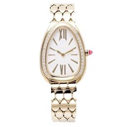 Orologio di lusso diamanten horloge verzilverd klok slangvorm quartz uurwerk horloges roze blauwe diamanten saffierglas designer polshorloge met doos sb066 C4