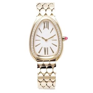 Orologio di lusso diamanten horloge verzilverd klok slangvorm quartz uurwerk horloges roze blauwe diamanten saffierglas designer polshorloge met doos sb066 C4