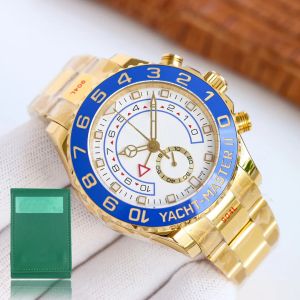 Orologio di lusso Relojes para hombre YACH TMASTER 116681 Reloj mecánico automático de acero inoxidable dorado de 44 mm para hombre con esfera grande y cronógrafo resistente al agua montre de luxe