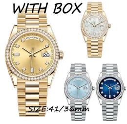 Orologio Relojes de pulsera Relojes mecánicos automáticos para hombre Calendario de 36/41 mm 904L Bisel de diamante de acero inoxidable completo Reloj de oro luminoso resistente al agua montre de luxe