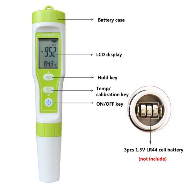 Freeshipping Orp-100 Redox Orp Meter Monitor de calidad del agua Lcd Digital Detector a prueba de agua Pen Analyzer Tester