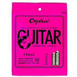 Orphee TX640 012-053 Струны для акустической гитары с шестигранным сердечником + 8% никель-бронзовый яркий тон сверхлегкие аксессуары