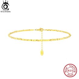 Orsa Jewels 14K Gold 925 Sterling Silver Nugget Chain Cheving For Women Fashion Bracelet à pied Unique Bracelet Bijoux SA57 240408