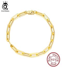 Orsa Jewels 14K plaqué 925 Bracelets de chaîne de trombone en argent sterling pour femmes Bijoux Bijoux Bijoux SB109 2202225810591