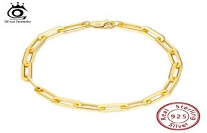 ORSA Joyas 14k Gold chapada 925 STERLING SIGER Paperclip Link Chain Bracelets for Women Men Bracelet Jewelry SB109 2202225639787