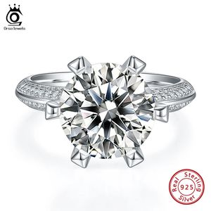 Orsa Jewels 5CT de Color Solitaire Anneaux de fiançailles pour femmes 925 Silver Lab Diamond Wedding Ring Gift SMR52 240417