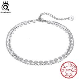 Orsa Jewels 925 Silver Simple Essential Link Chevallettes en couches en couches 4 mm Chaîne Anklet Femmes Bijoux de vacances Gift SA15 240408