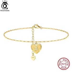 Orsa Jewels 925 Sterling Silver Inital Heart enkelarmband voor vrouwen Fashion Mariner Chain Letter Initial Anklets Jewelry SA32 240524