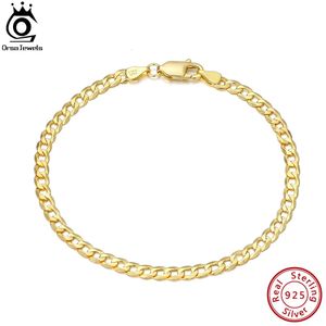 ORSA JEWELS 925 Sterling Zilver m Cubaanse Link Curb Chain Armband 18K Goud Italiaanse Cubaanse Armband Sieraden voor Mannen Vrouwen SB123240115