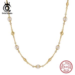 Orsa Jewels 925 Collier de tour de cou perle en argent sterling vintage 5-6 mm Chaîne de perles d'eau douce pour femmes bijoux GPN52 240412