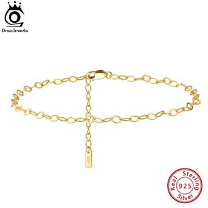Orsa Jewels 925 Silver Silver Rhombus Chain de chaîne de chaîne de mode Fashion Femmes Summer 14K Bracelet à pied Gol