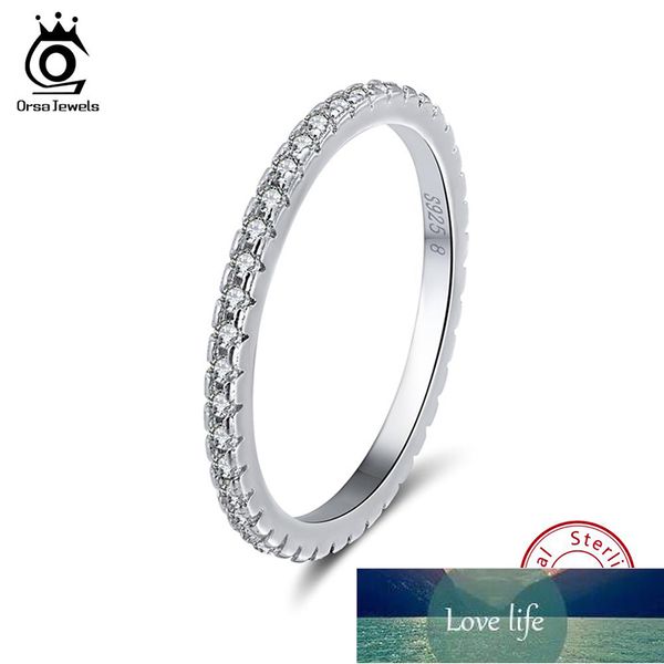 ORSA JEWELS Bagues en argent sterling 925 pour femme Bague de fiançailles ronde avec zircon cubique AAA pour filles SR63 Conception experte à prix usine Qualité