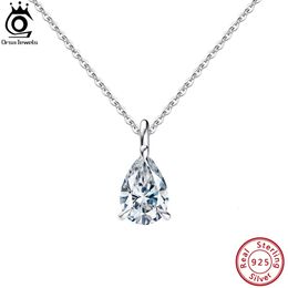 ORSA Joyas Elegantes 925 Sterling Silver Water Drop Faux Diamond 8a Collar colgante de circón cúbico para mujeres Joyas de boda LZN04 240515