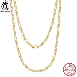 ORSA JEWELS Collier chaîne Figaro italien taille diamant de 3 m fait à la main en or 18 carats sur argent sterling 925 bijoux pour hommes et femmes SC34 240115