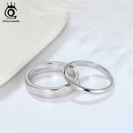 ORSA JEWELS Real 925 Sterling Silver Femme Anneaux Classique Forme Ronde Simple Style Anniversaire Bague De Mariage Bijoux De Mode SR73 Y200321