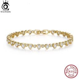 ORSA JEWELS – Bracelet de Tennis brillant en or 14K, coupe poire, zircone cubique, en argent Sterling 925, bijoux de luxe SB180 240104