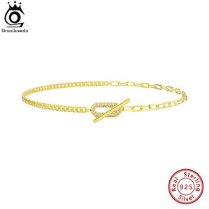 Orsa juwelen zijketen Paperclip Anklet 925 Silver dames zomer sexy voet armband mode enkel riemen sieraden sa62 240408