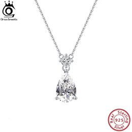 Orsa Jewels Silver 925 Halo Solitaire Faux Diamond 8A Collier de pendentif de mariée en zircone cubique pour femmes bijoux LZN03 240515