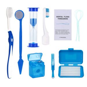 Kit de soins dentaires orthodontiques Set Brace Brosse de dents pliable Miroir dentaire Brosse interdentaire avec boîtier de transport outils oraux