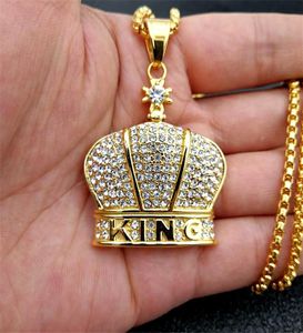 Orthodoxe Church Crown croix pendentifs Colliers pour femmes femme or couleurs de couleurs de couplage glacé iced bling king bijoux x05096052883