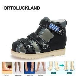 Ortoluckland Kinderen Boy Sandles Girls Orthopedic Black School Shoes Kids Tiptoes Barefoot Arch Support Sandal 240506