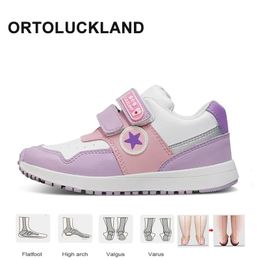 Ortoluckland Girls Casual schoenen Kinderen Running Sneakers Leather Orthopedic Flatfeet Purple Sporty Footwear For Kids Toddlers 240511