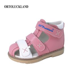 Ortoluckland Peuter Meisjes Sandalen Kinderen Orthopedische Schoenen Gesloten Teen Roze Barefoot Sandal Kids Summer Shoes For Baby 210226