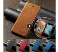 Forwenw Magnetic Le cuir portefeuille Bumper avec une couverture d'aimant à fente de carte pour iPhone14 13 12 11 XS Samsung S10 Huawei P20