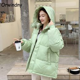 Orwindny manteau d'hiver femmes nouvelle mode femme veste courte femmes vers le bas coton veste à capuche Parka manteau vêtements amples 201019