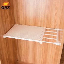 Orz Intrekbare kast Organisator plank Verstelbare keukenkast opberghouder Kastrek garderobe badkamer Y200429