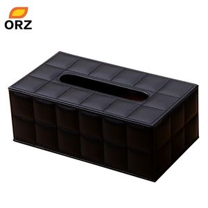 Orz Tissue Paper Boxes Leather Pu Napkin Cover Organisator Office Auto Huishoudelijk Toiletpapier Holder Holder Container Tissue Box T200425