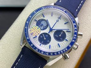 OS 1970 Commemorative Space Sports Watch 42 mm diameter met 3861 beweging Timing Open Rocket kan de aardfunctie Sapphire Glass Mirror Designer Watches draaien