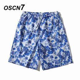 OSCN7 2021 Heren Shorts Strand Korte Ademend Sneldrogende Losse Zomer Casual Hawaii Afdrukken Shorts Man Plus Size 6119 X0316