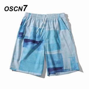 OSCN7 2021 Heren Shorts Strand Korte Ademend Sneldrogende Losse Zomer Casual Hawaï Afdrukken Shorts Man Plus Size 6106 X0316